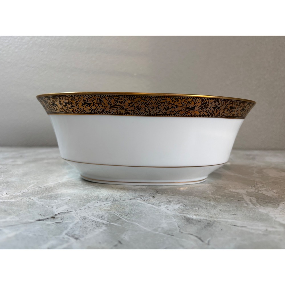 Sango China Hampton 3758 Oval Vegetable Serving‎ Bowl Gold Filigree Japan 9.5in